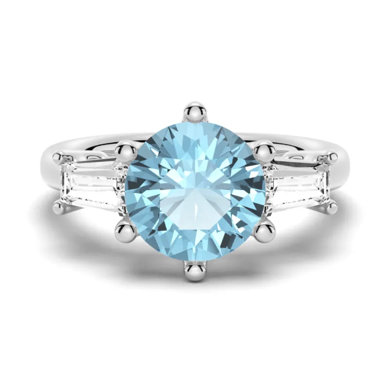 1 CT. Natural Sky Blue Topaz Three Stone Ring [Ships within 24 hrs] made by MSBLUE Jewelry