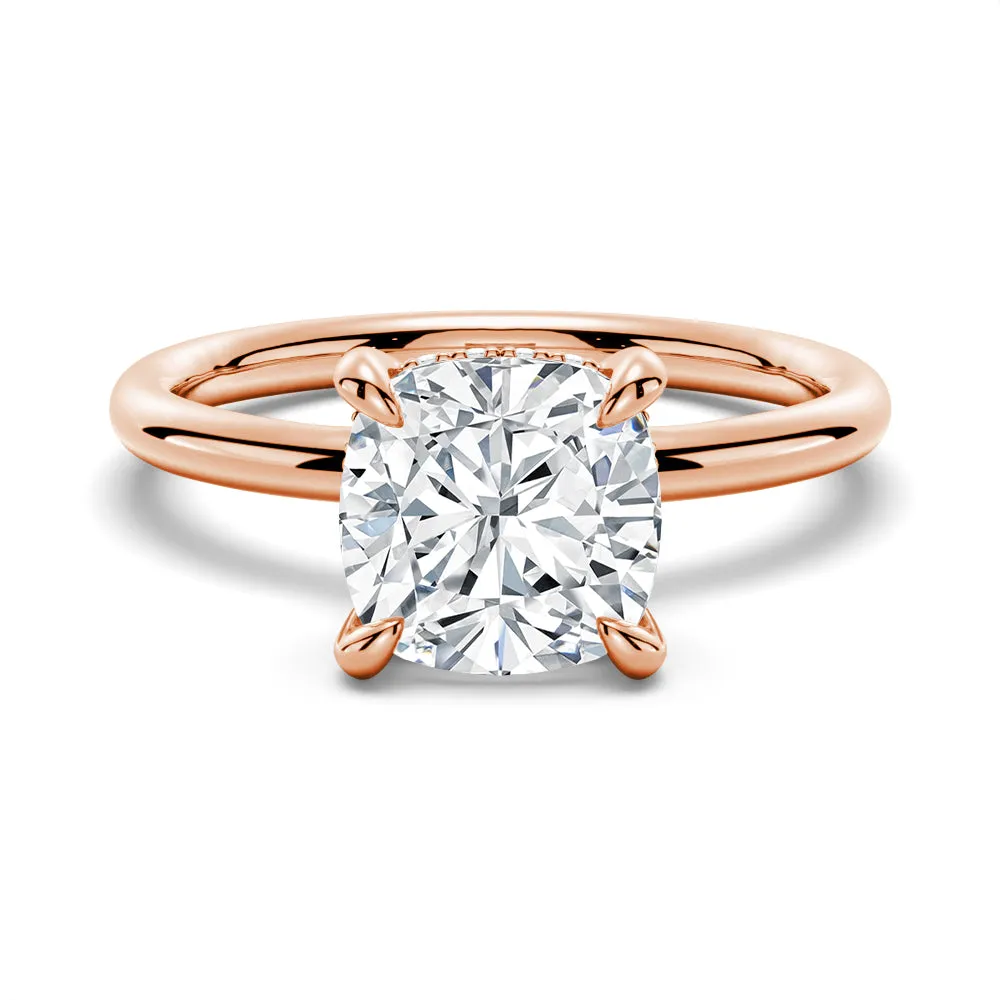 Cushion Cut Solitaire Moissanite Engagement Ring With Hidden Halo sold by MSBLUE Jewelry product image thumbnail 3