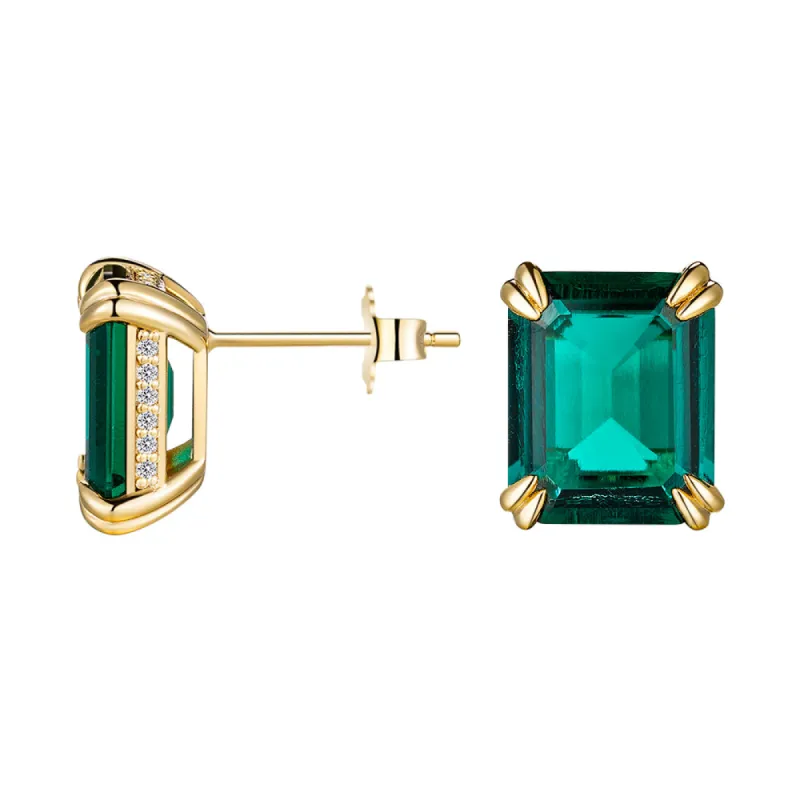 10 Ctw Double Prong Set Emerald Cut Emerald Stud Earrings made by MSBLUE Jewelry