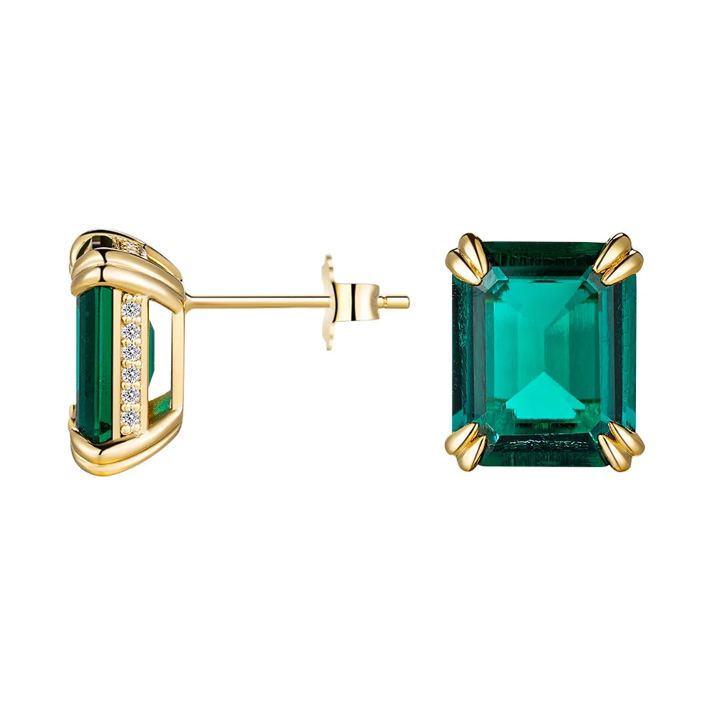 10 Ctw Double Prong Set Emerald Cut Emerald Stud Earrings sold by MSBLUE Jewelry