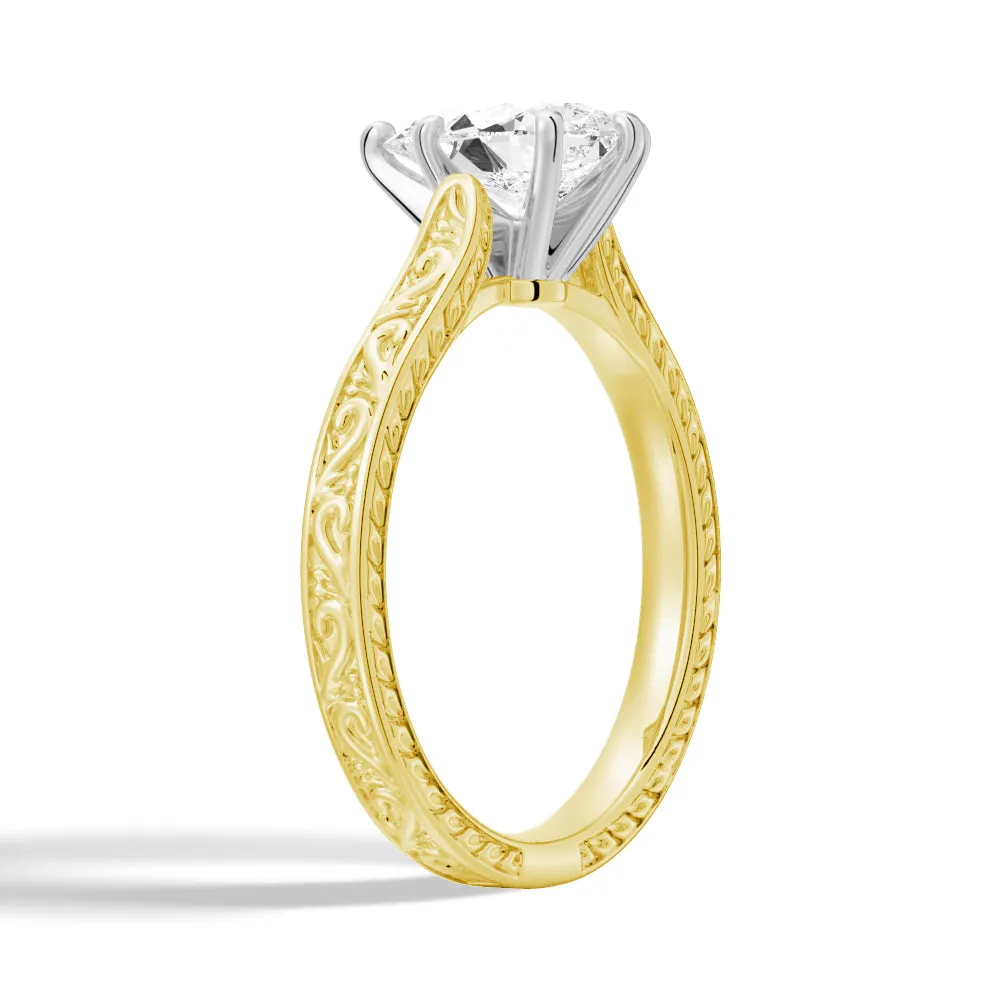 Vintage Two Tone Pear Shaped Moissanite Engagement Ring With Milgrain Edges sold by MSBLUE Jewelry product image thumbnail 4