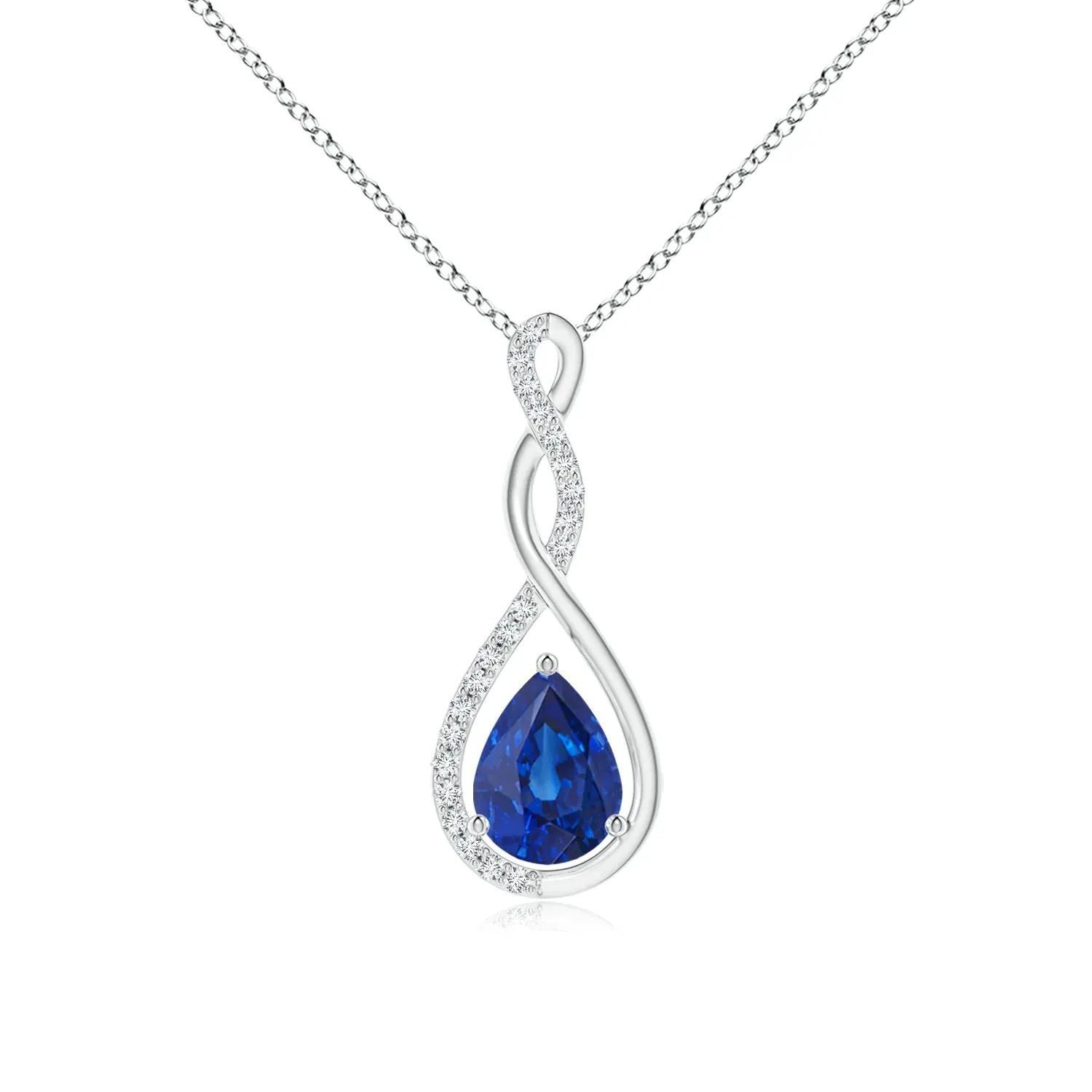 1.61 CT. Twisted Infinity Floating Blue Sapphire Drop Pendant sold by MSBLUE Jewelry