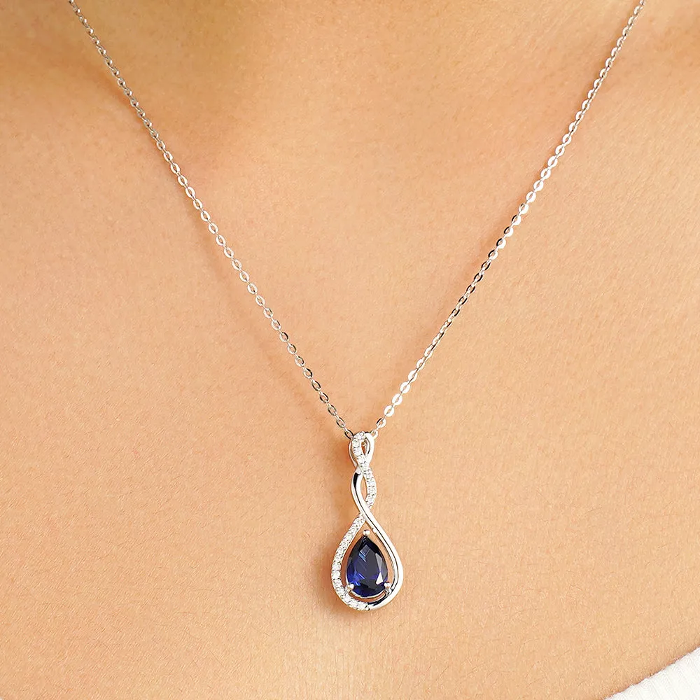 1.61 CT. Twisted Infinity Floating Blue Sapphire Drop Pendant sold by MSBLUE Jewelry product image thumbnail 3
