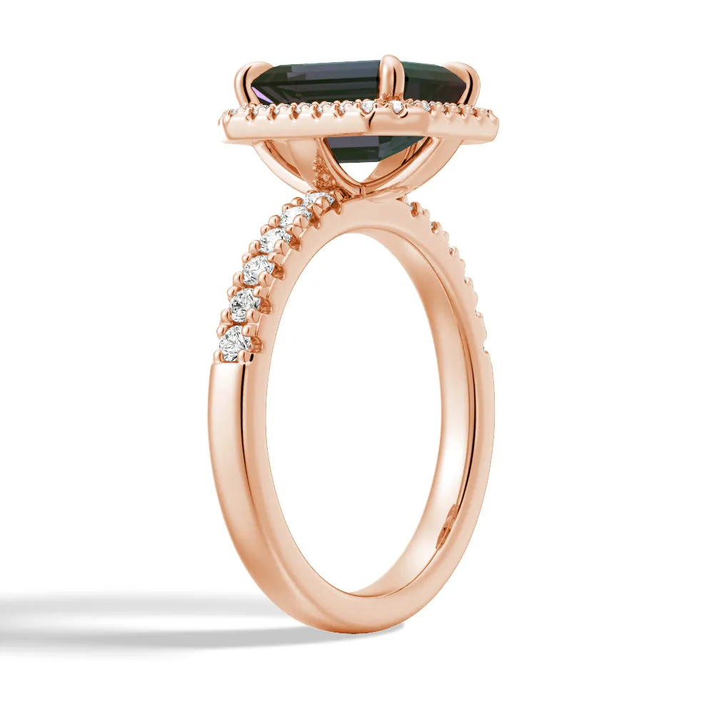 3 CT. Emerald Cut Alexandrite Engagement Ring With Moissanite Halo Pavé sold by MSBLUE Jewelry product image thumbnail 2