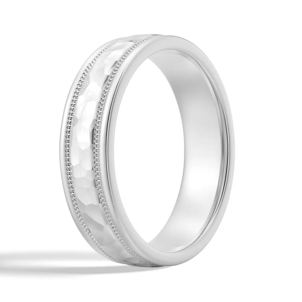 6mm Hammered Milgrain Comfort Fit Men's Wedding Band sold by MSBLUE Jewelry product image thumbnail 4