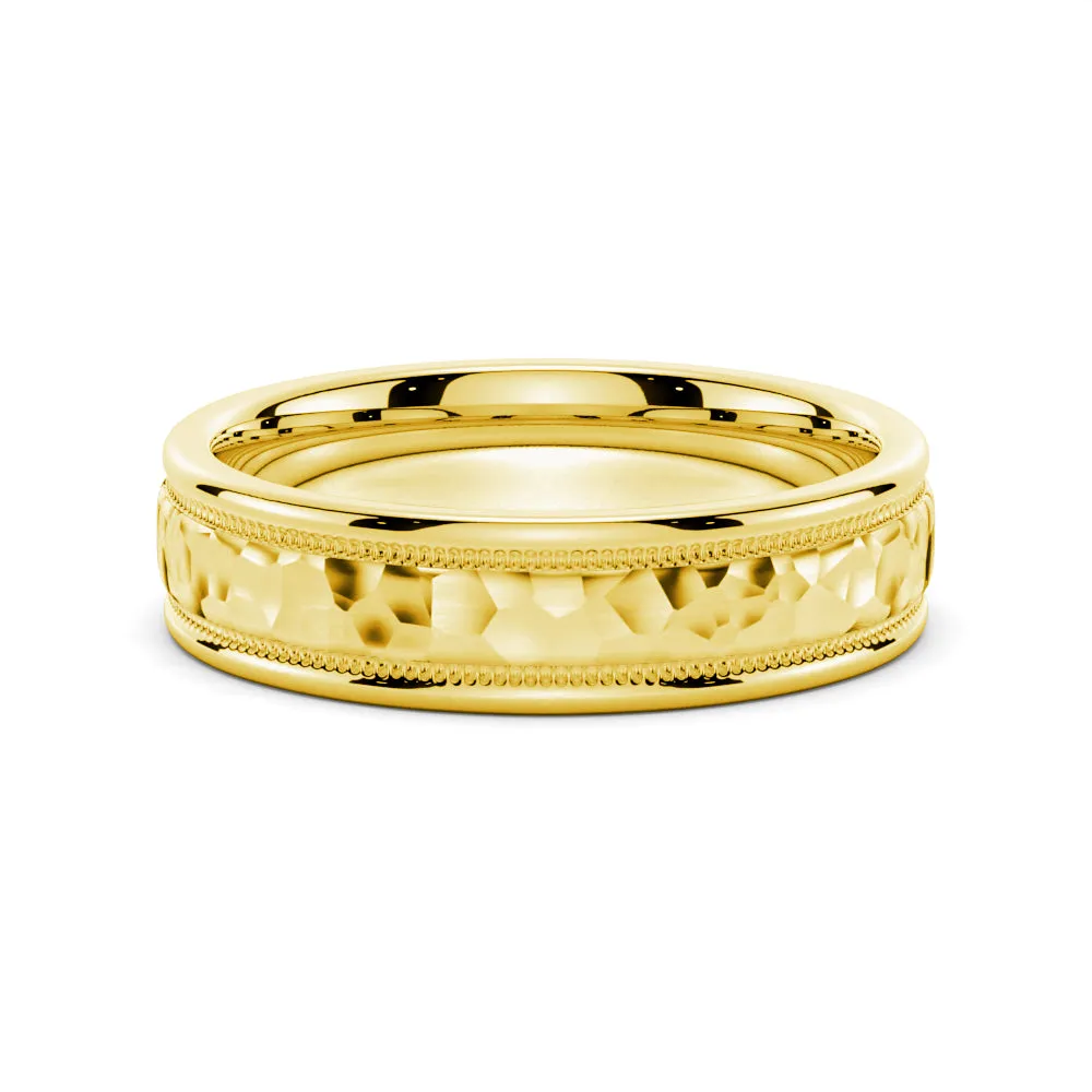 6mm Hammered Milgrain Comfort Fit Men's Wedding Band sold by MSBLUE Jewelry product image thumbnail 2