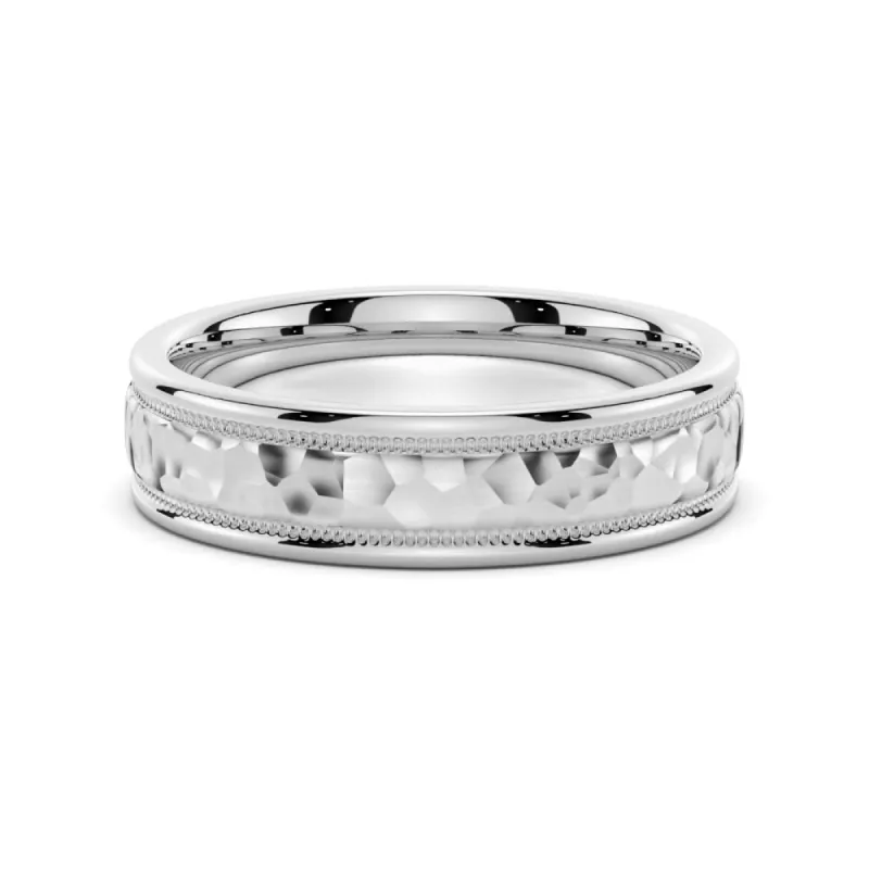 6mm Hammered Milgrain Comfort Fit Men's Wedding Band sold by MSBLUE Jewelry