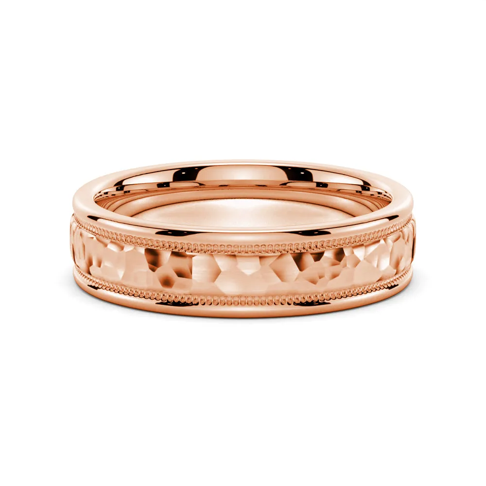 6mm Hammered Milgrain Comfort Fit Men's Wedding Band sold by MSBLUE Jewelry product image thumbnail 3