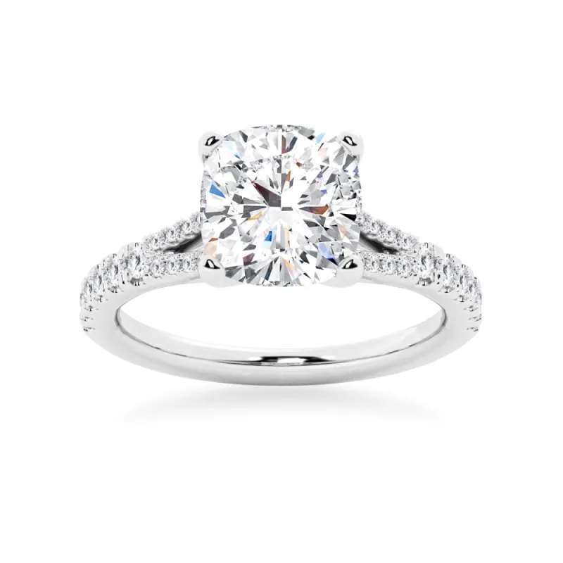 NEW Cushion Cut Split-Shank Engagement Ring sold by MSBLUE Jewelry