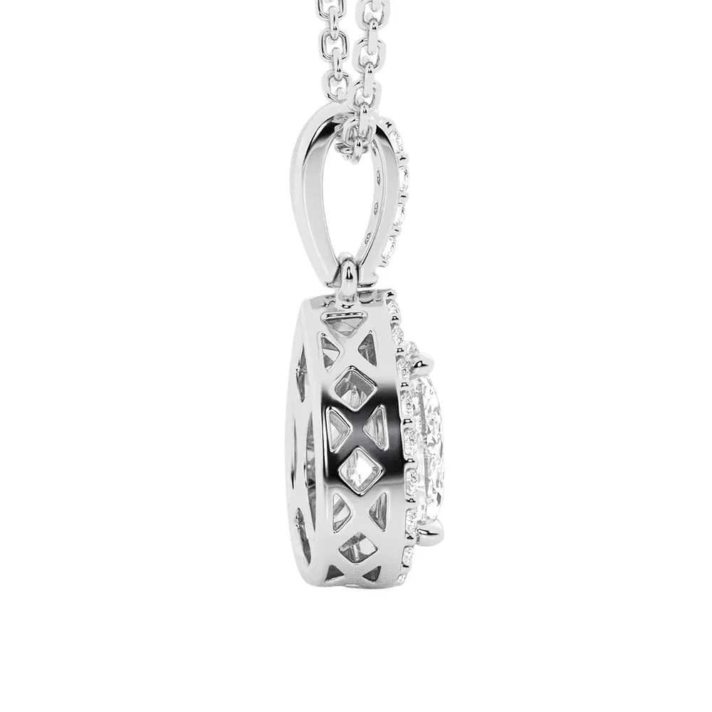 Fancy Pear Shape Halo Moissanite Pendant Necklace sold by MSBLUE Jewelry product image thumbnail 5