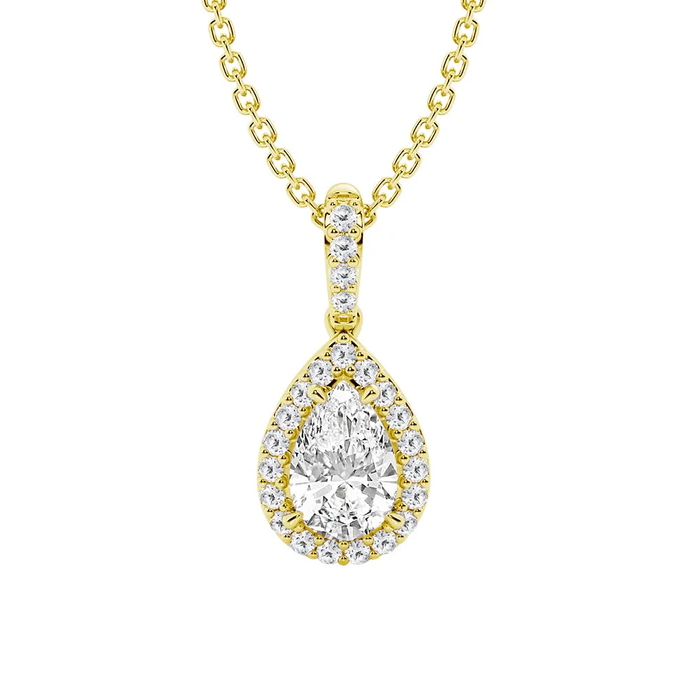 Fancy Pear Shape Halo Moissanite Pendant Necklace sold by MSBLUE Jewelry product image thumbnail 2