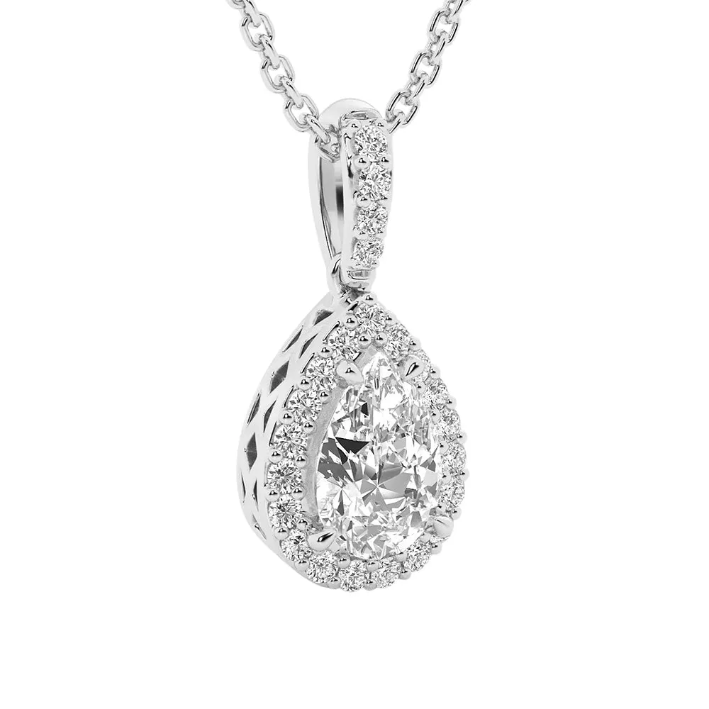 Fancy Pear Shape Halo Moissanite Pendant Necklace sold by MSBLUE Jewelry product image thumbnail 4