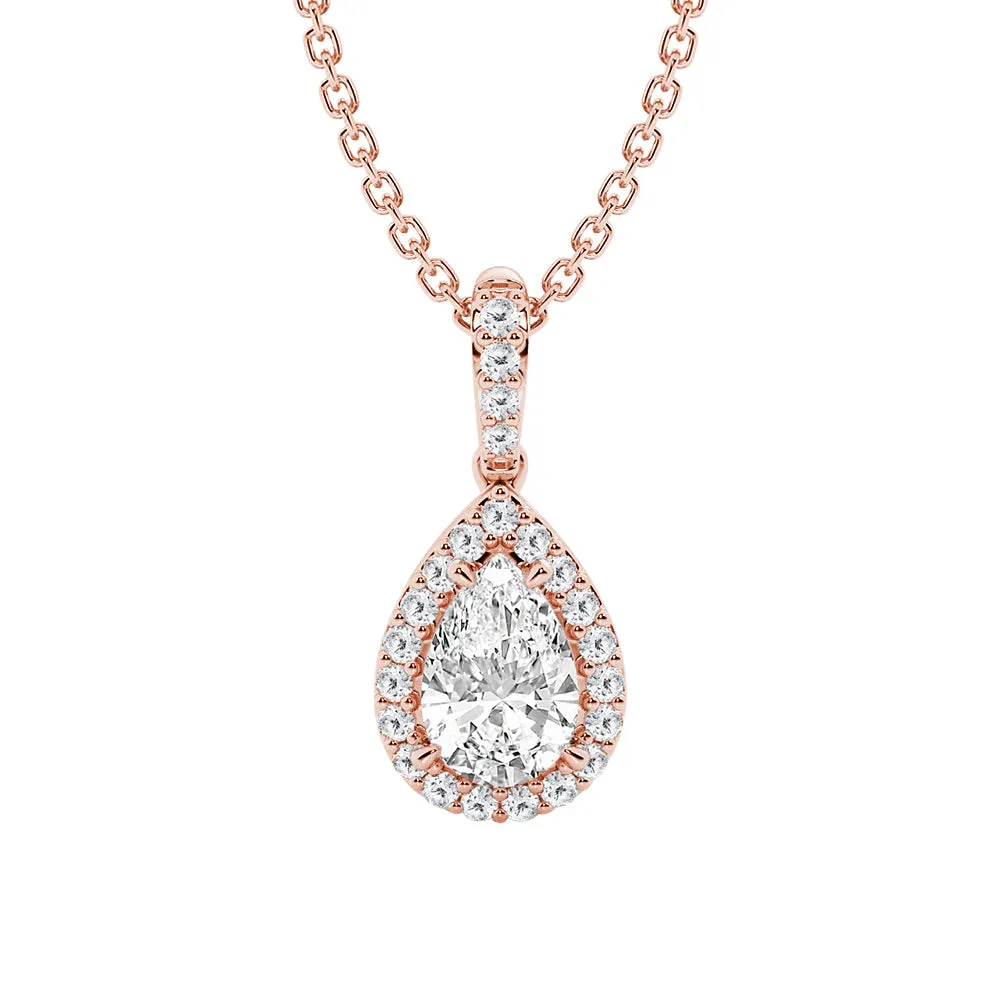 Fancy Pear Shape Halo Moissanite Pendant Necklace sold by MSBLUE Jewelry product image thumbnail 3
