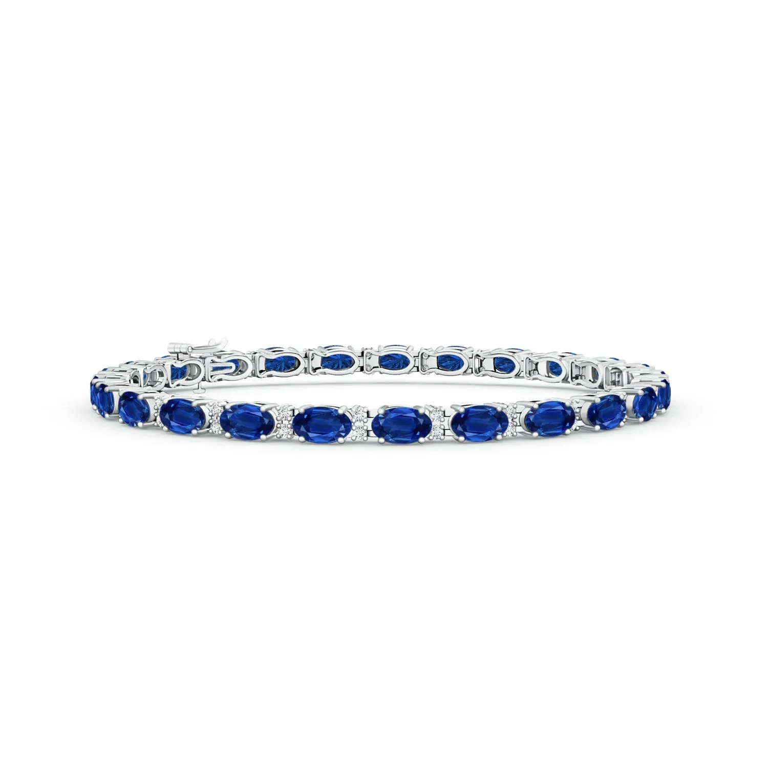 8 CT. Classic Oval White Sapphire & Blue Sapphire Tennis Bracelet sold by MSBLUE Jewelry