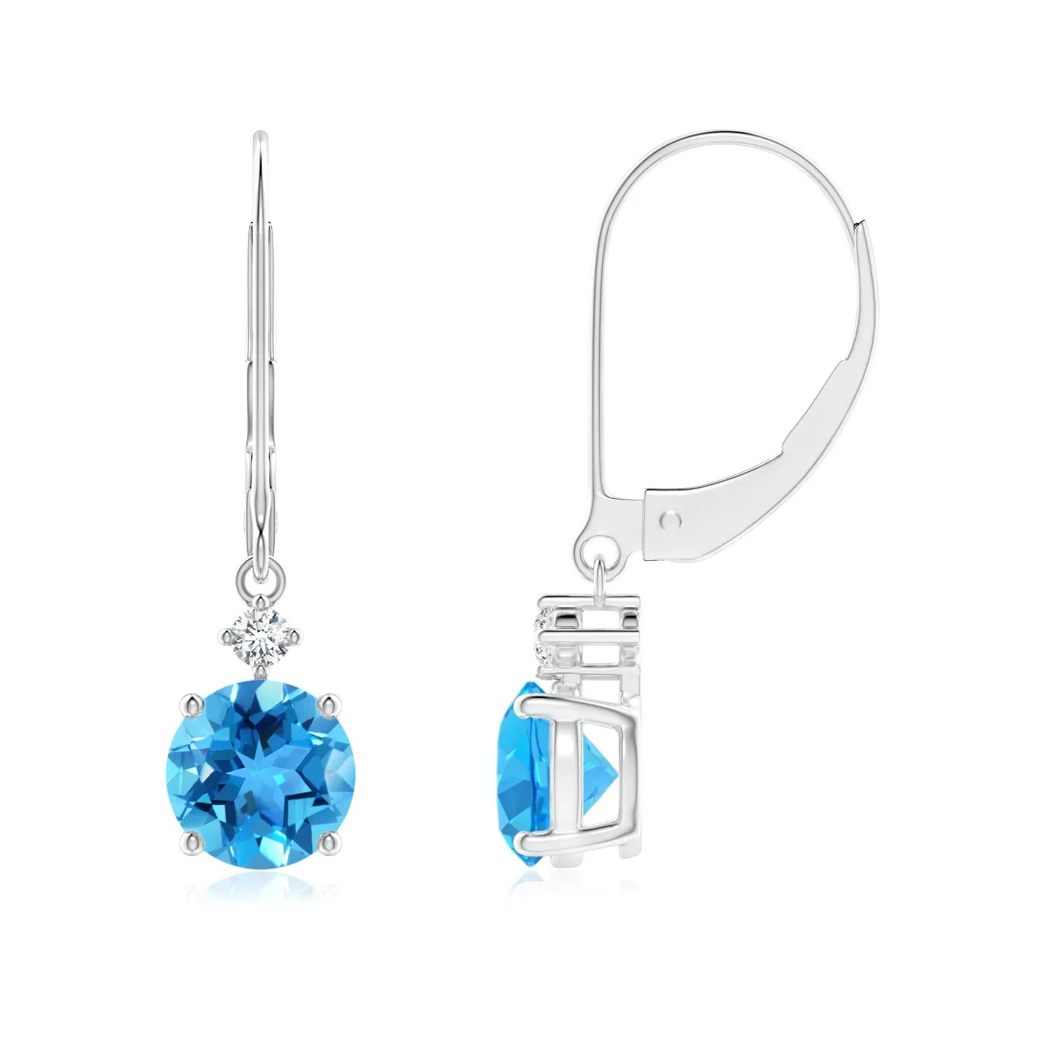 1 CT. Solitaire Round Swiss Blue Topaz with Moissanite Dangle Earrings sold by MSBLUE Jewelry