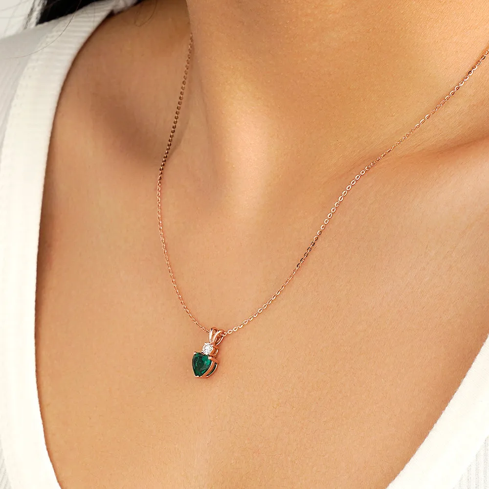 1.8 CT. Heart Emerald Solitaire Pendant with White Sapphire sold by MSBLUE Jewelry product image thumbnail 4