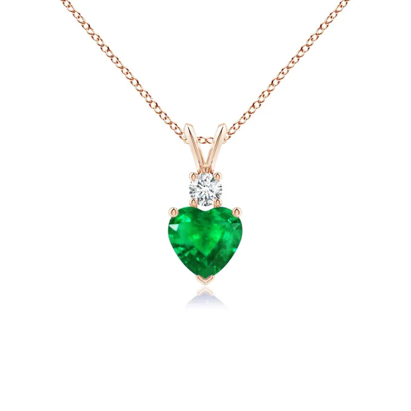 1.8 CT. Heart Emerald Solitaire Pendant with White Sapphire sold by MSBLUE Jewelry