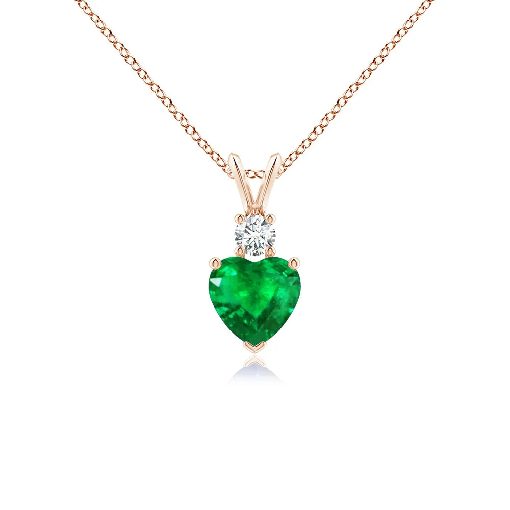 1.8 CT. Heart Emerald Solitaire Pendant with White Sapphire sold by MSBLUE Jewelry