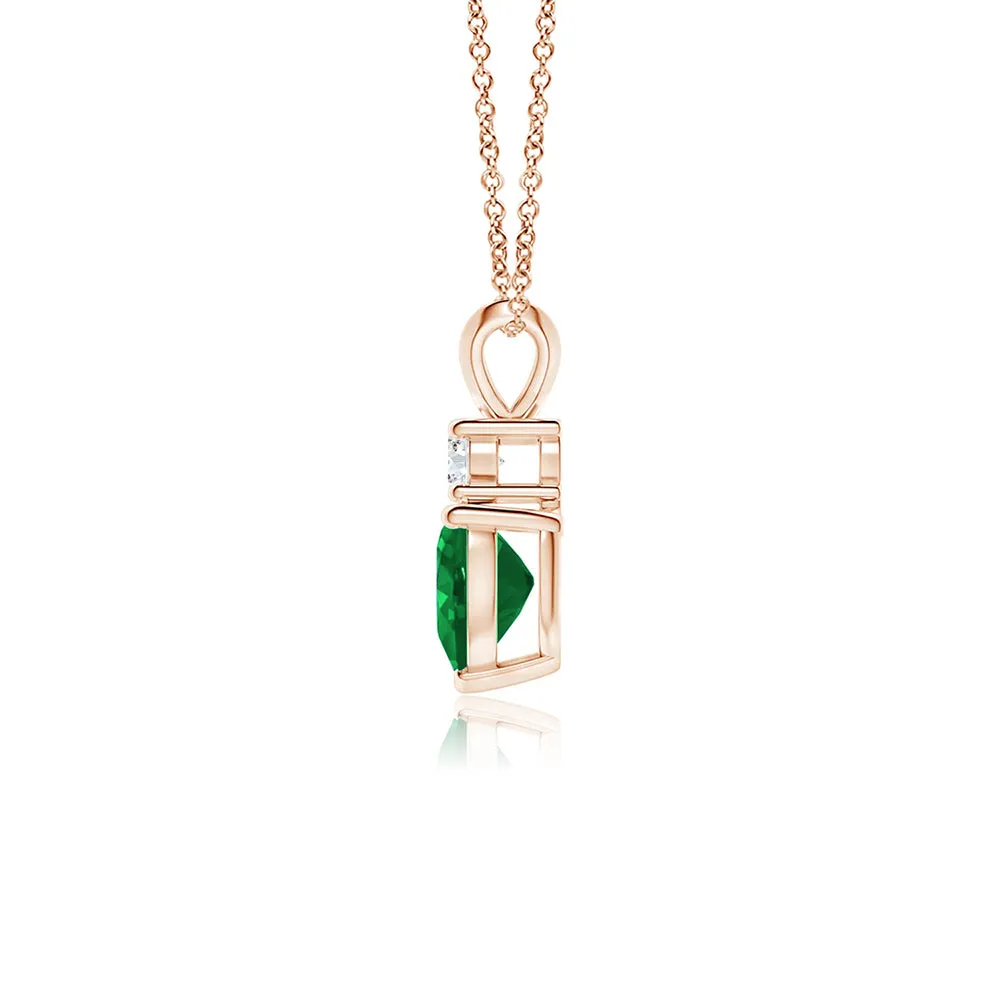 1.8 CT. Heart Emerald Solitaire Pendant with White Sapphire sold by MSBLUE Jewelry product image thumbnail 2