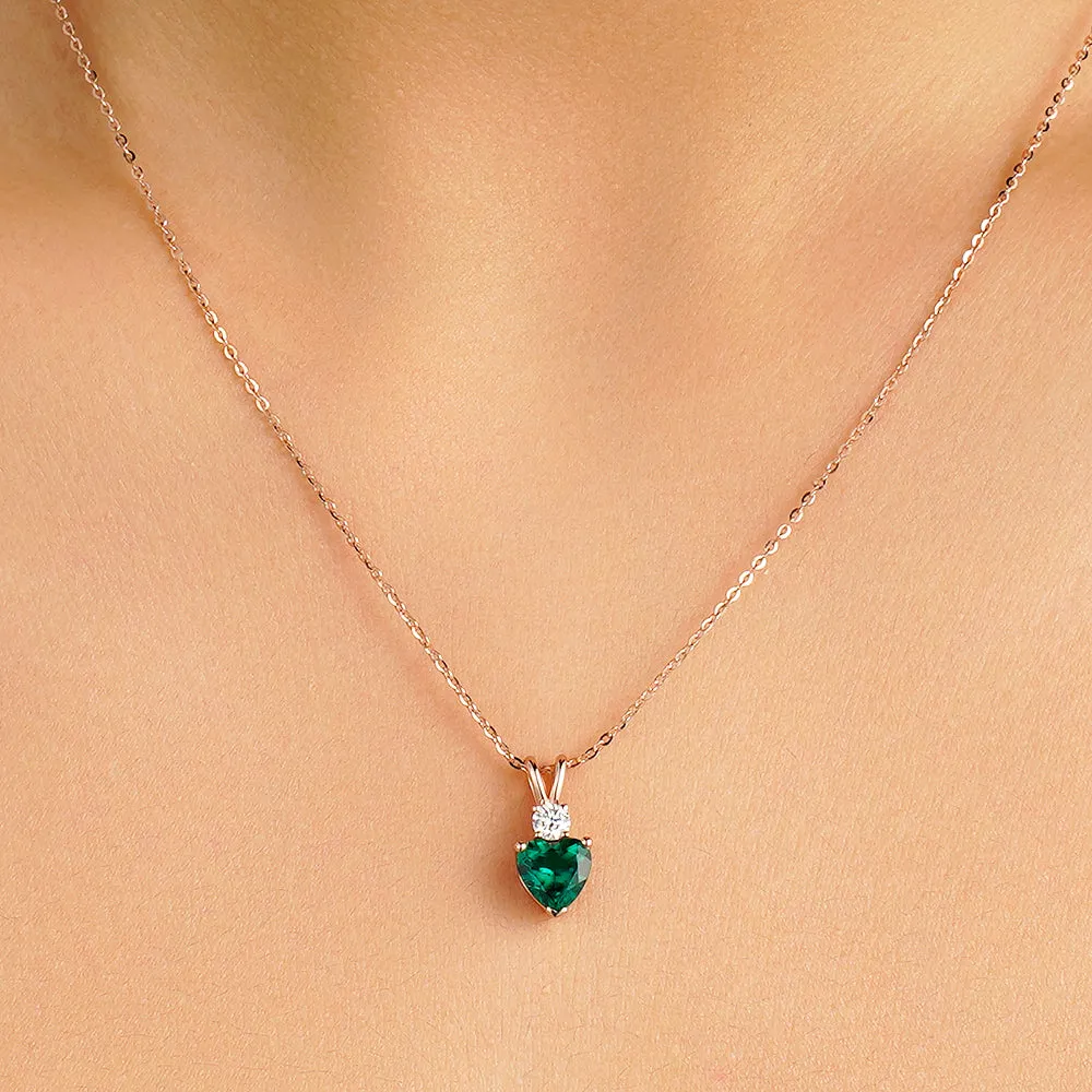 1.8 CT. Heart Emerald Solitaire Pendant with White Sapphire sold by MSBLUE Jewelry product image thumbnail 3