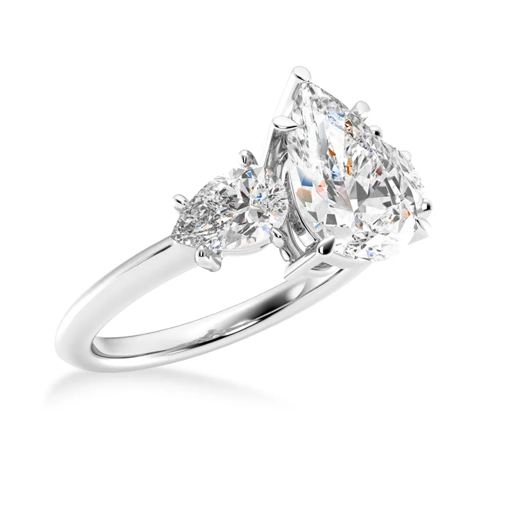 NEW Pear Shaped Three Stone Moissanite Engagement Ring sold by MSBLUE Jewelry product image thumbnail 4
