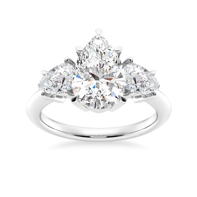 NEW Pear Shaped Three Stone Moissanite Engagement Ring sold by MSBLUE Jewelry