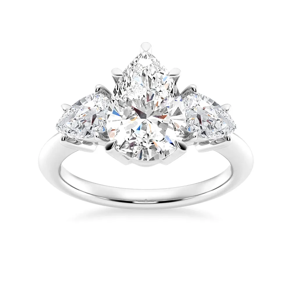 NEW Pear Shaped Three Stone Moissanite Engagement Ring sold by MSBLUE Jewelry