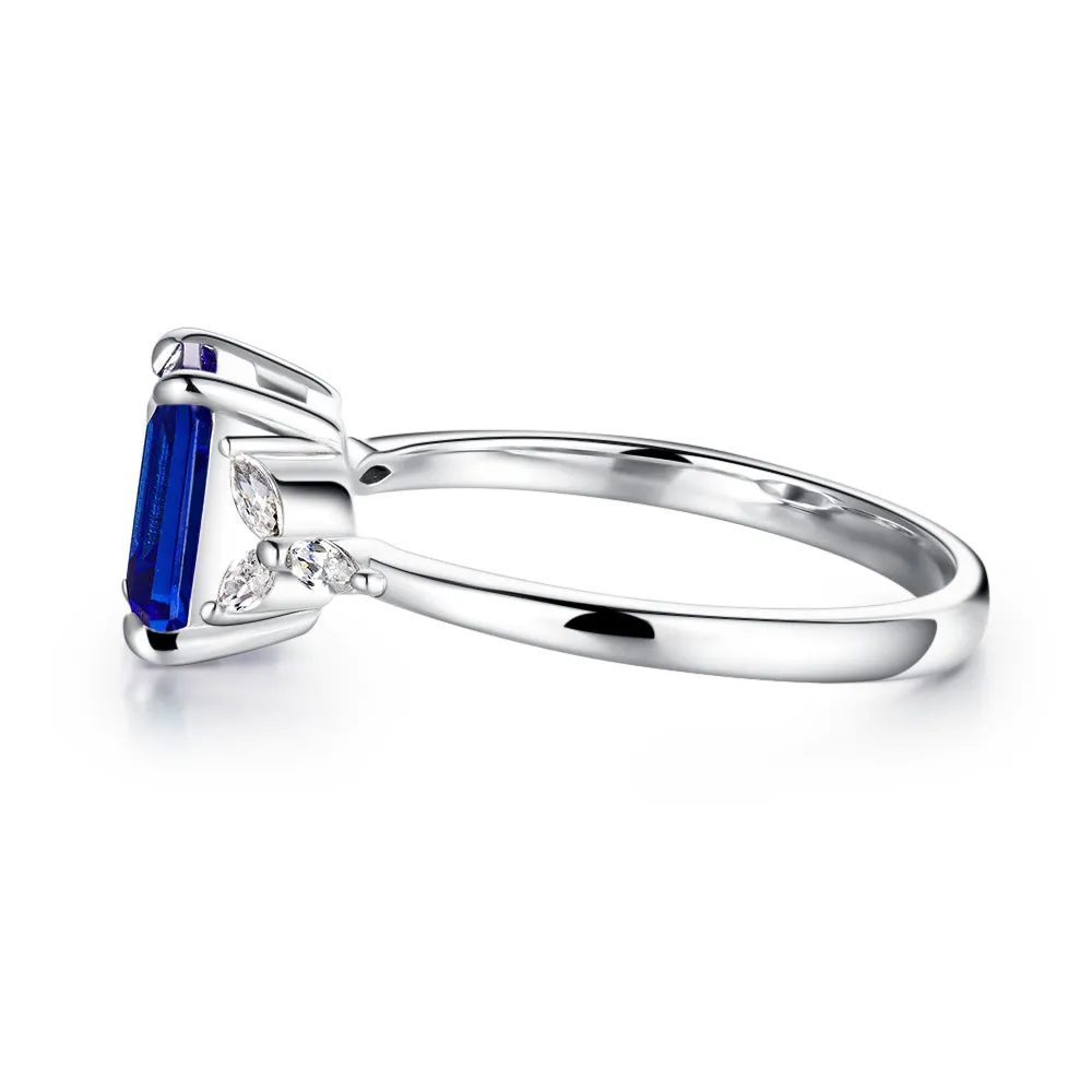 2 CT. Petite Emerald Cut Lab Grown Sapphire Gemstone Ring sold by MSBLUE Jewelry product image thumbnail 3