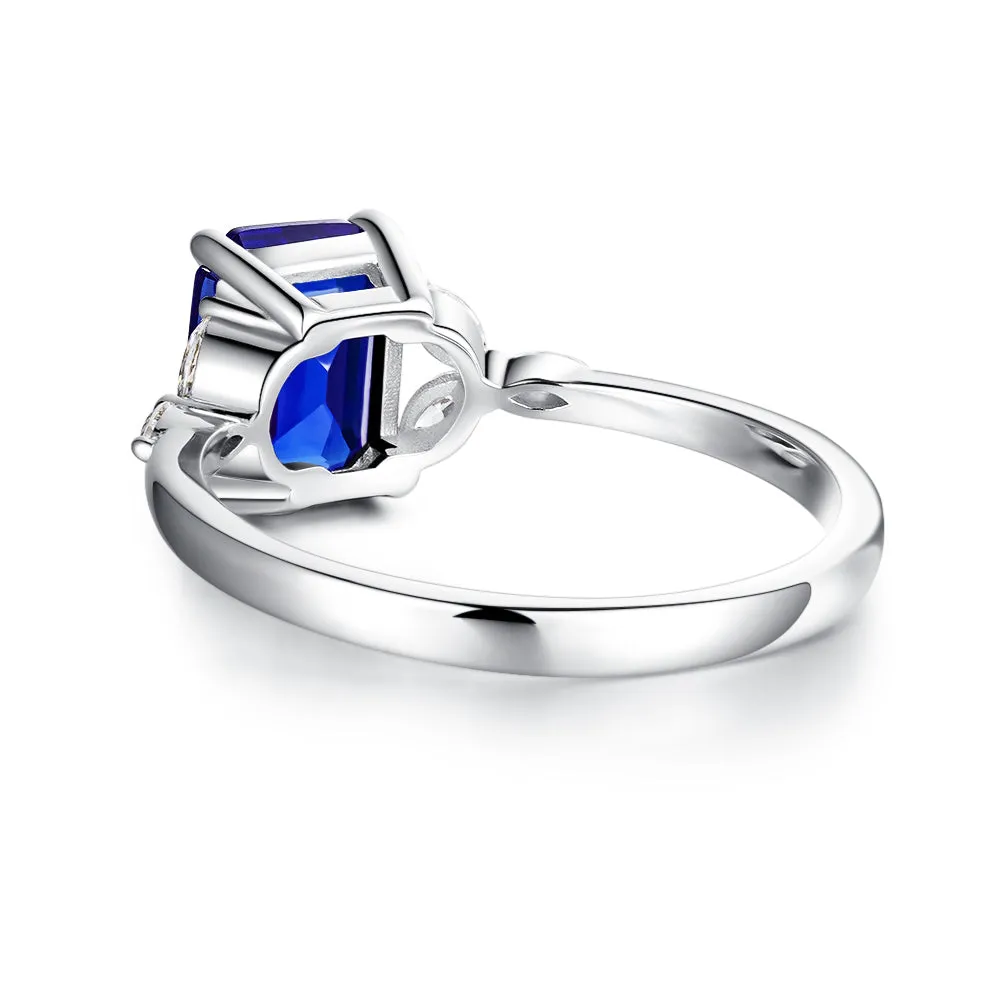 2 CT. Petite Emerald Cut Lab Grown Sapphire Gemstone Ring sold by MSBLUE Jewelry product image thumbnail 4
