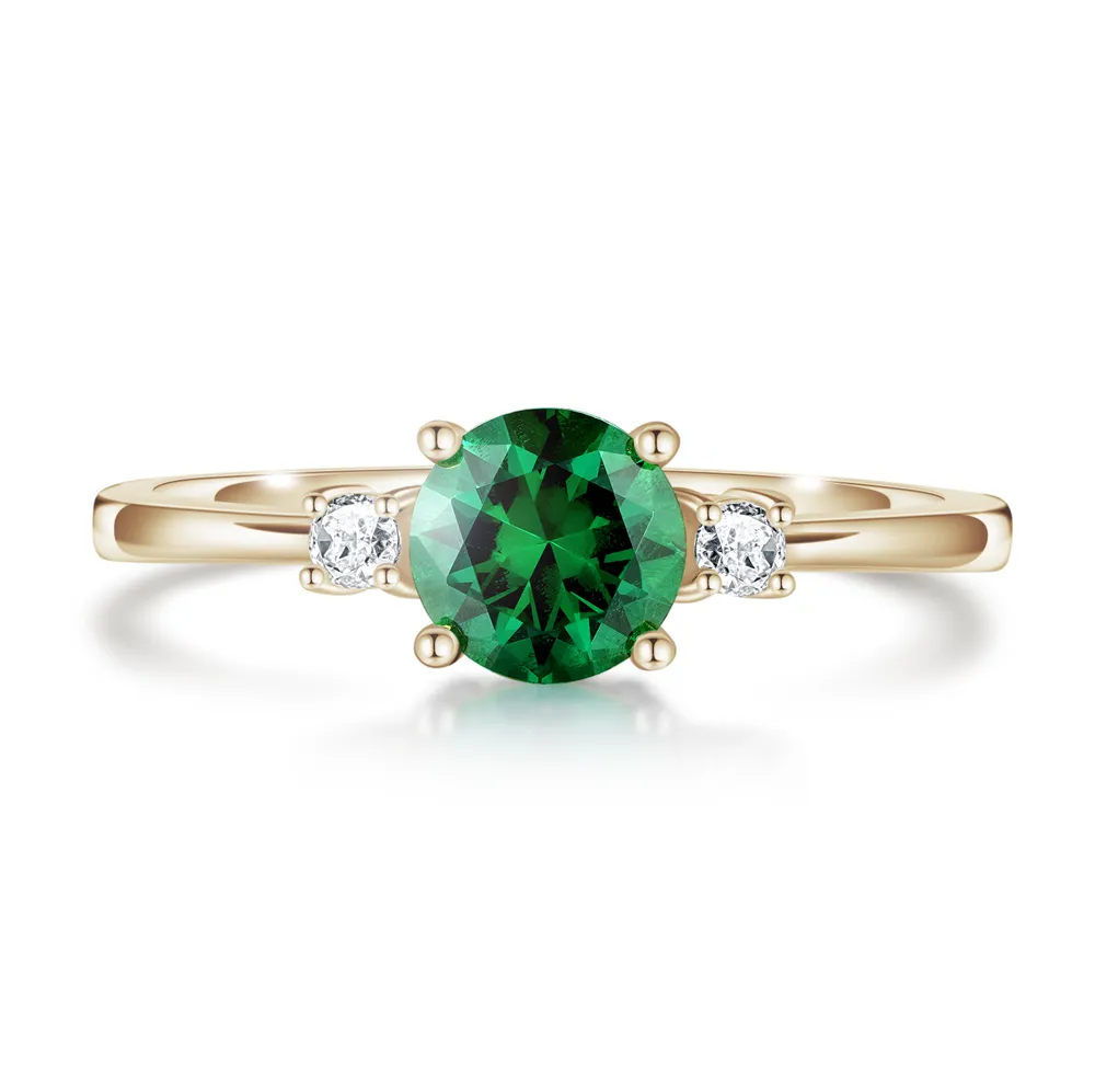 1.5 CT. Classic Three Stone Round Emerald and White Sapphire Ring sold by MSBLUE Jewelry product image thumbnail 2