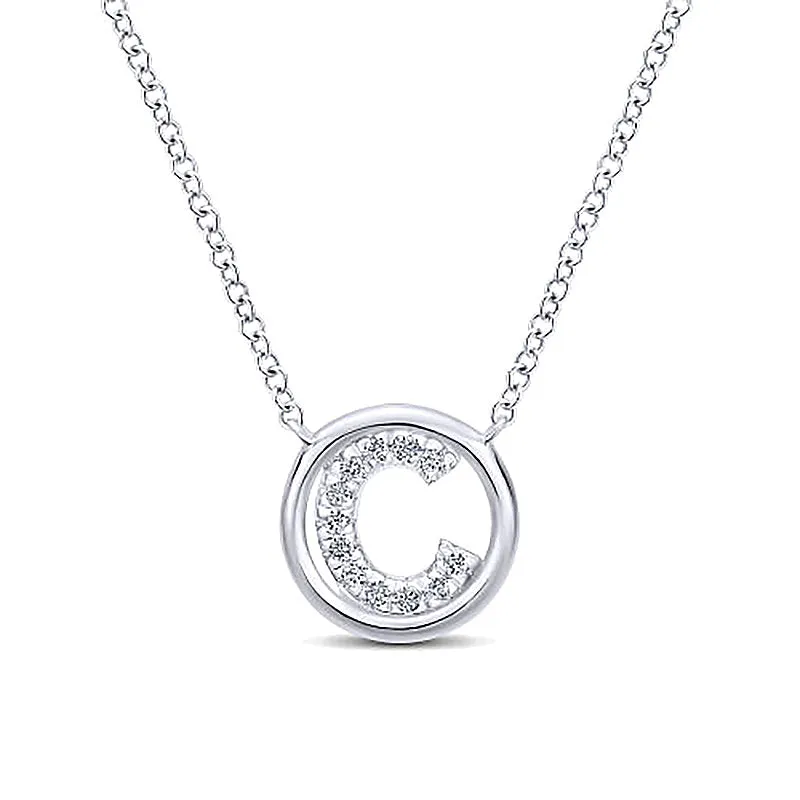 Round Pavé Initial C Pendant Necklace sold by MSBLUE Jewelry