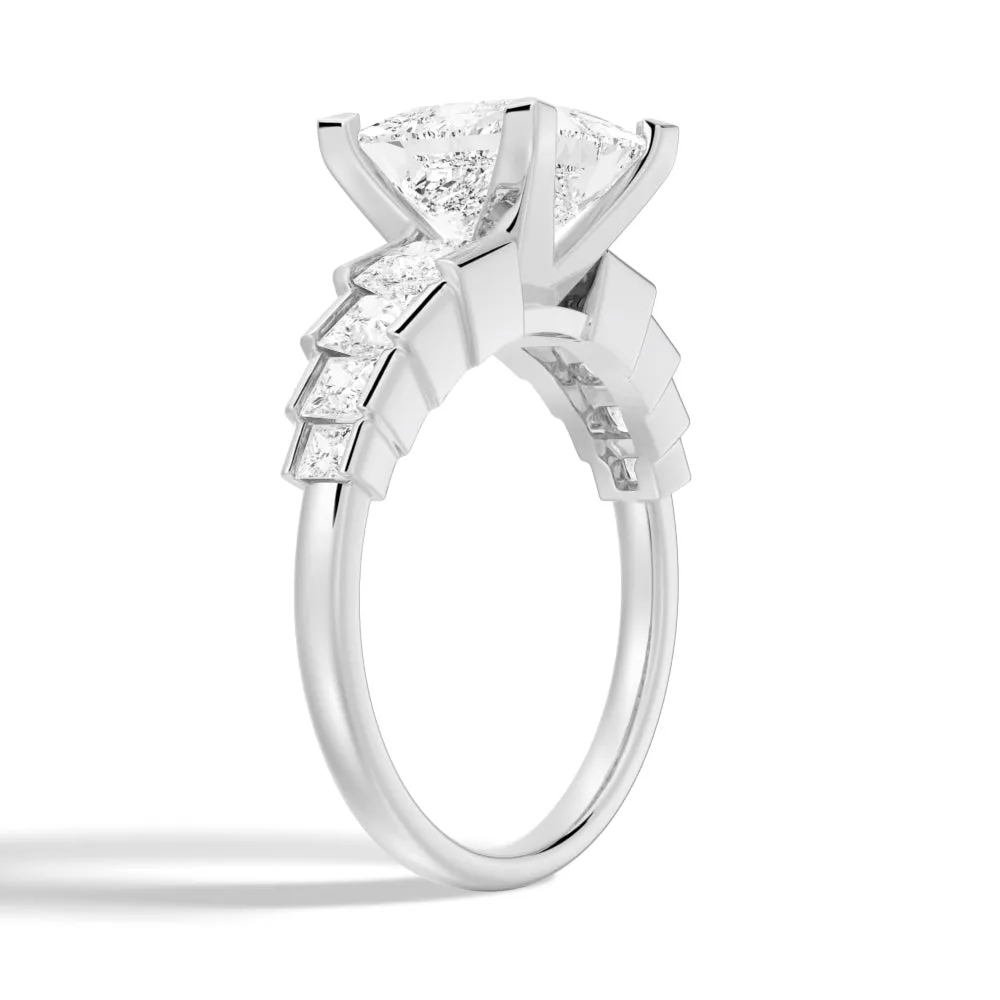 Unique Staircase Side Stone Princess-Cut Engagement Ring sold by MSBLUE Jewelry product image thumbnail 4
