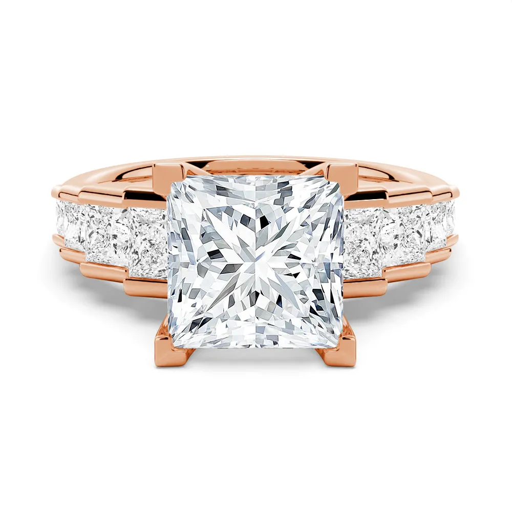 Unique Staircase Side Stone Princess-Cut Engagement Ring sold by MSBLUE Jewelry product image thumbnail 3