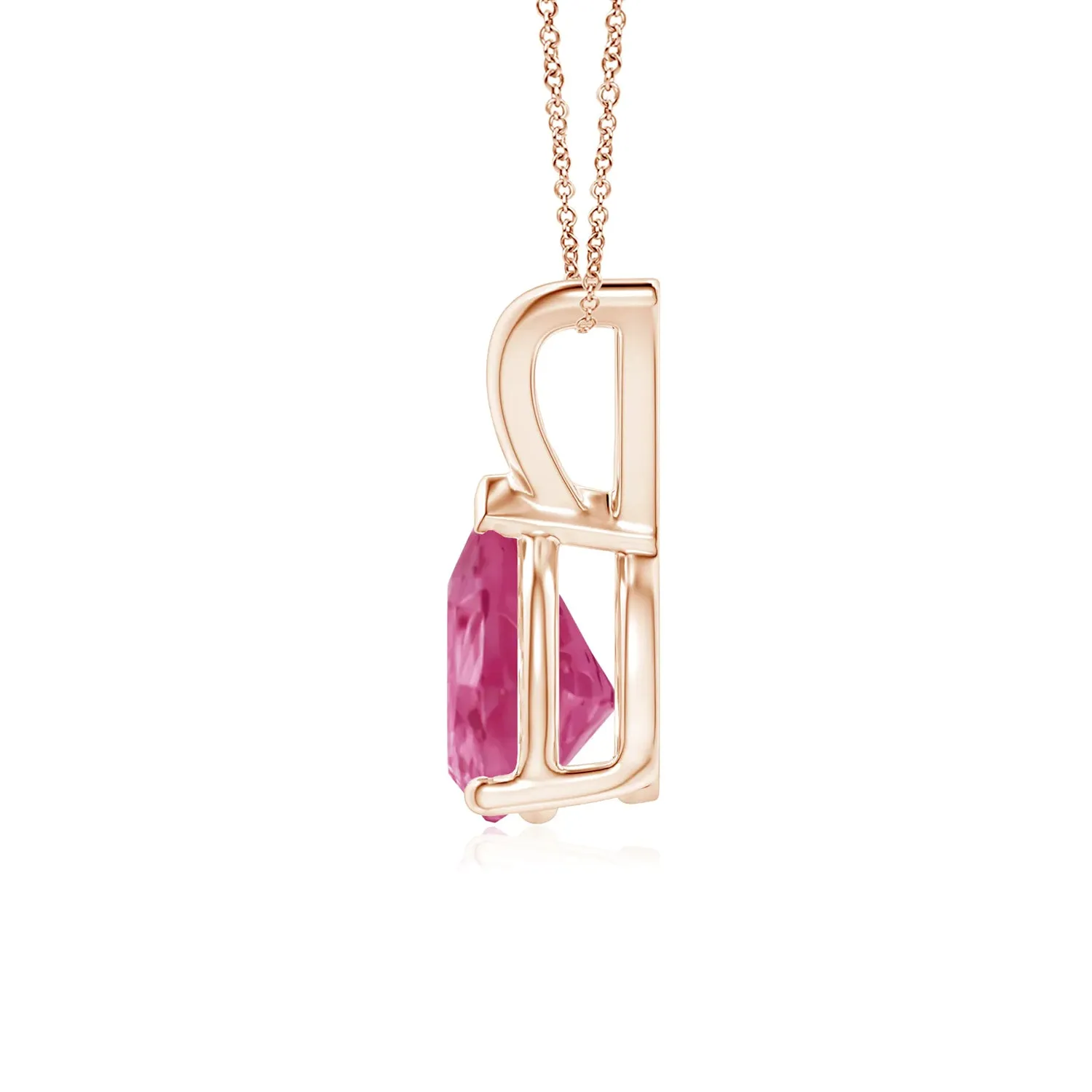 1 CT. Pear Shape Pink Sapphire Solitaire V-Bale Pendant sold by MSBLUE Jewelry product image thumbnail 2