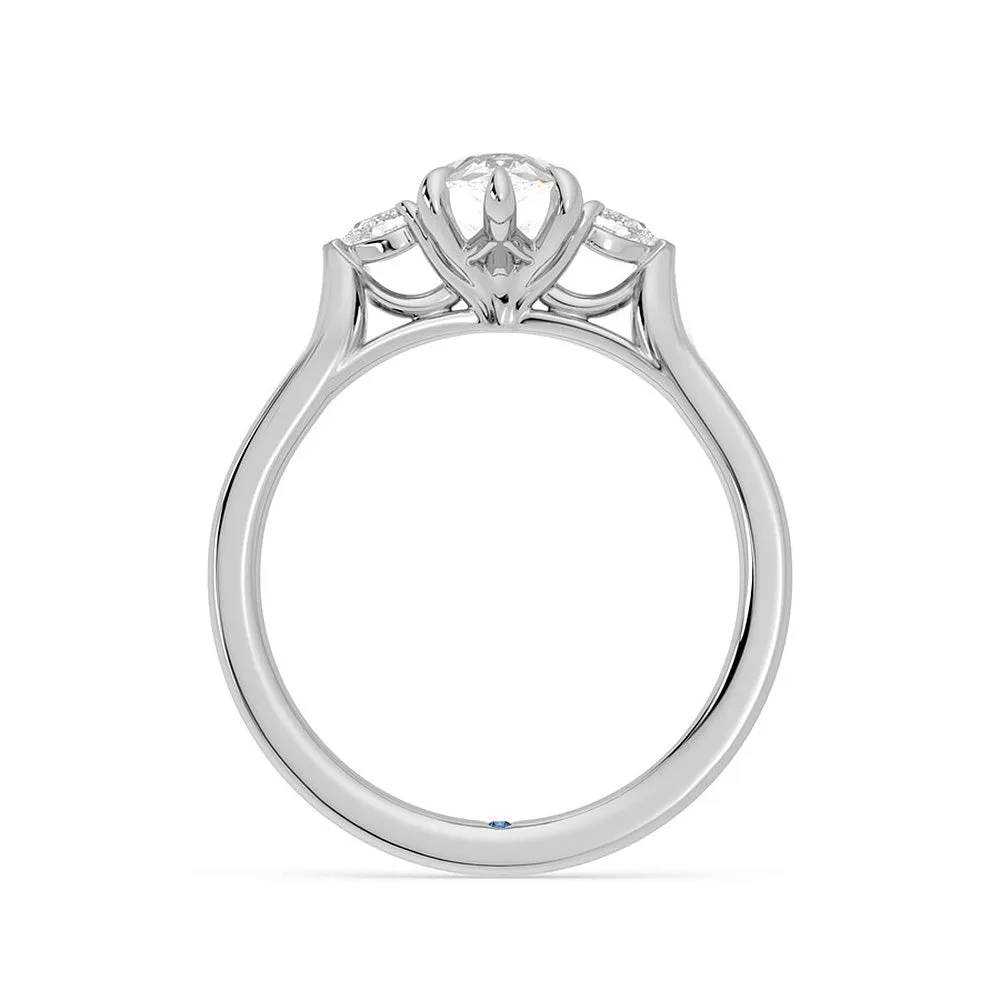 Three Stone Pear Cut Moissanite Engagement Ring with Hidden Anniversary Stone Accent sold by MSBLUE Jewelry product image thumbnail 3