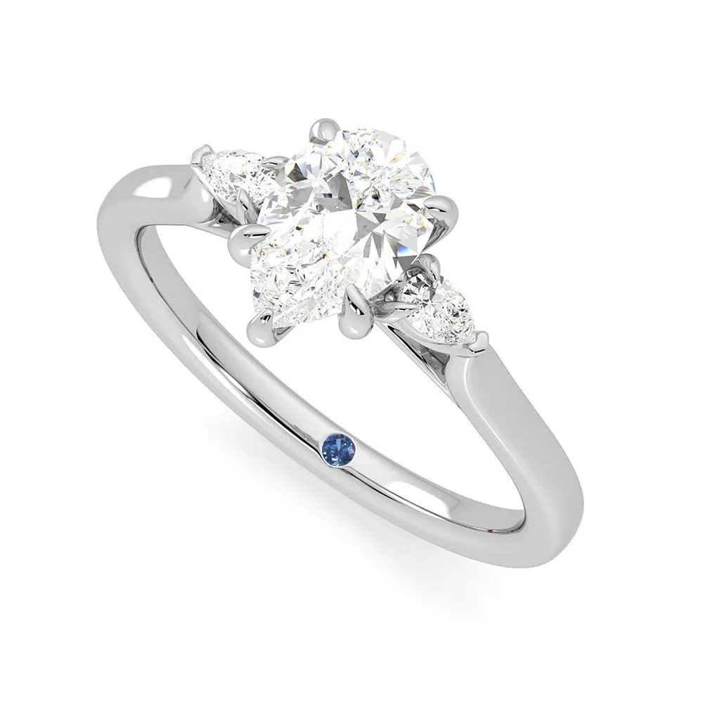Three Stone Pear Cut Moissanite Engagement Ring with Hidden Anniversary Stone Accent sold by MSBLUE Jewelry product image thumbnail 2