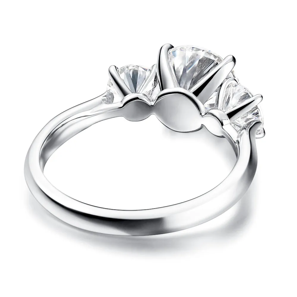 2 CT. Knife Edge Three Stone Round Moissanite Engagement Ring sold by MSBLUE Jewelry product image thumbnail 5