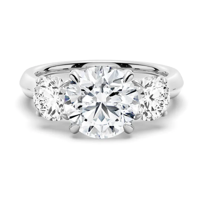 2 CT. Knife Edge Three Stone Round Moissanite Engagement Ring sold by MSBLUE Jewelry