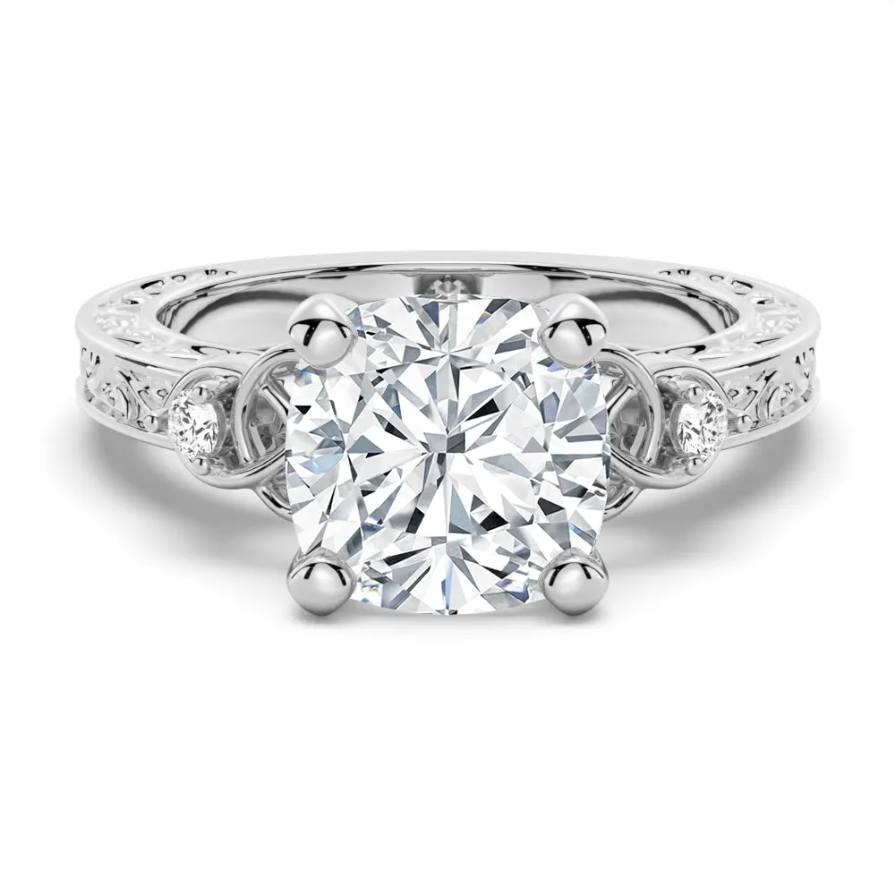 Vintage Celtic Knots Design Cushion Cut Moissanite Engagement Ring sold by MSBLUE Jewelry