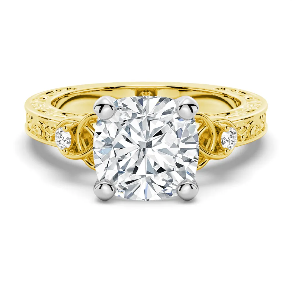 Vintage Celtic Knots Design Cushion Cut Moissanite Engagement Ring sold by MSBLUE Jewelry product image thumbnail 2