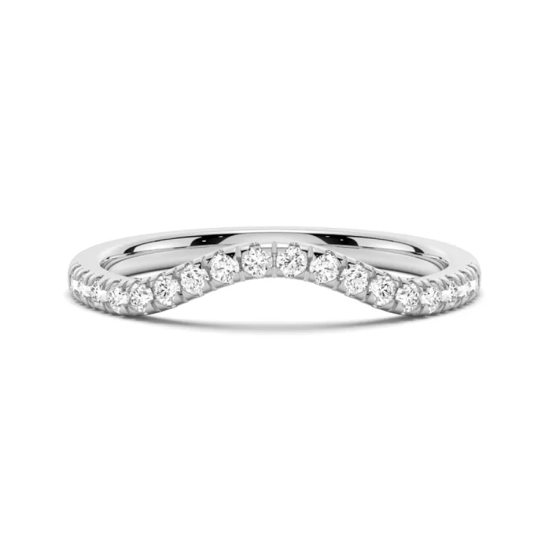 French Pave Petite Moissanite Wedding Band sold by MSBLUE Jewelry
