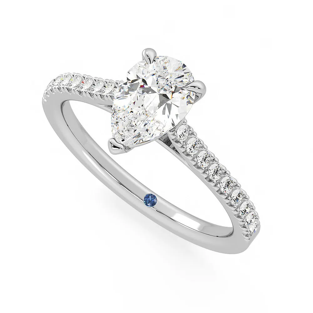 Pear Cut Moissanite Engagement Ring with Hidden Anniversary Stone and Pavé Accents sold by MSBLUE Jewelry product image thumbnail 2