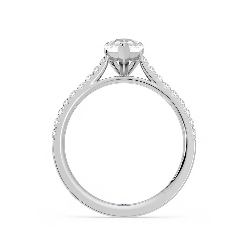 Pear Cut Moissanite Engagement Ring with Hidden Anniversary Stone and Pavé Accents sold by MSBLUE Jewelry product image thumbnail 3