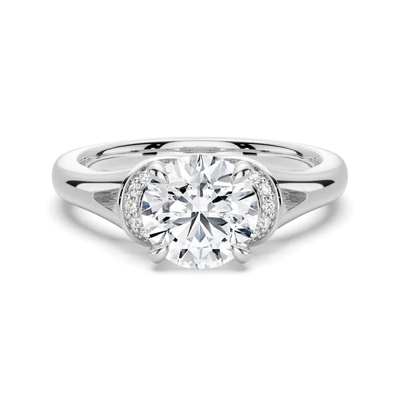 1 CT. Round Halo Style Moissanite Engagement Ring sold by MSBLUE Jewelry