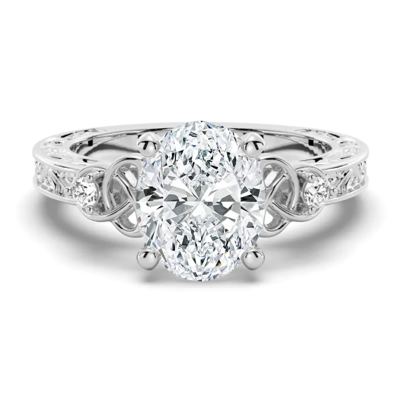 Vintage Celtic Knots Design Oval Moissanite Engagement Ring sold by MSBLUE Jewelry