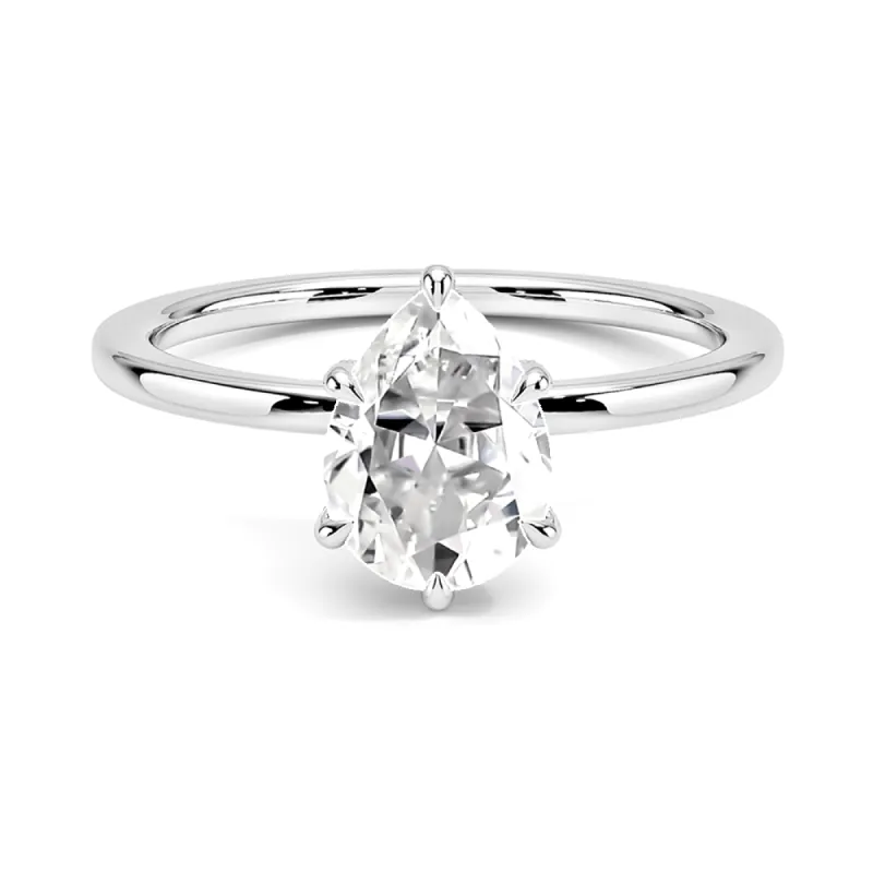 Solitaire Pear Cut Engagement Ring With Hidden Halo sold by MSBLUE Jewelry