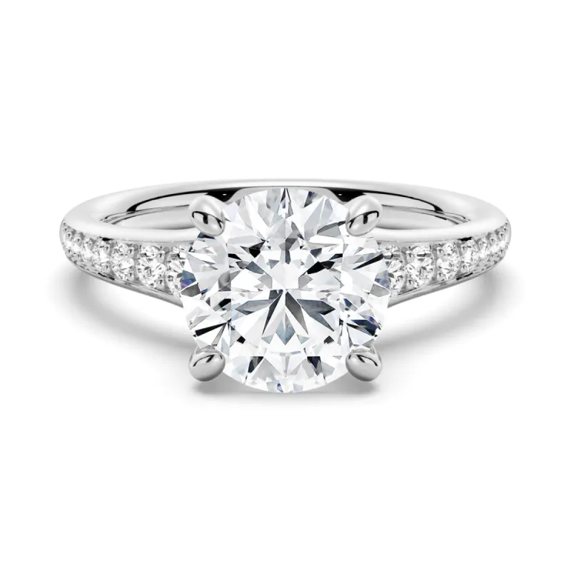 Vintage Round Cut Moissanite Engagement Ring With Graduated Band sold by MSBLUE Jewelry
