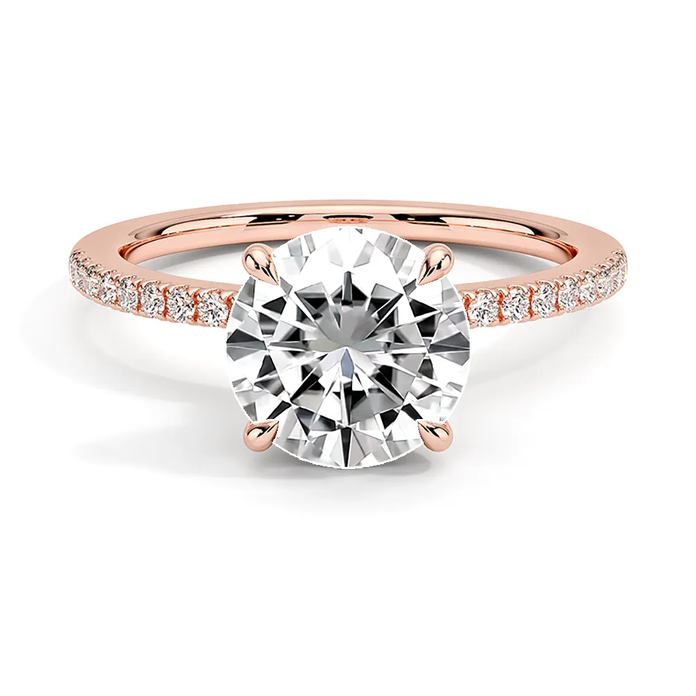 Round Cut Engagement Ring With Pavé Hidden Halo sold by MSBLUE Jewelry product image thumbnail 3