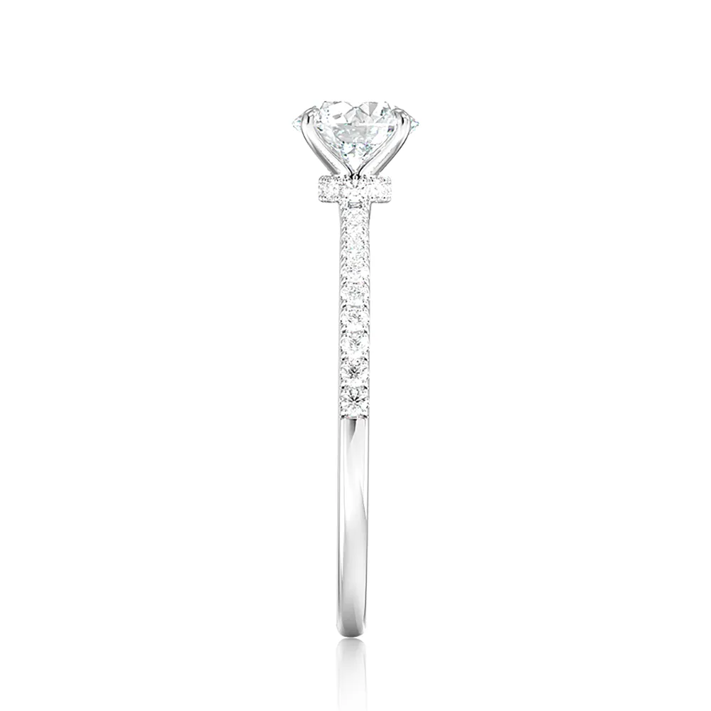 Round Cut Engagement Ring With Pavé Hidden Halo sold by MSBLUE Jewelry product image thumbnail 5
