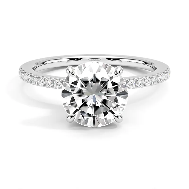 Round Cut Engagement Ring With Pavé Hidden Halo sold by MSBLUE Jewelry
